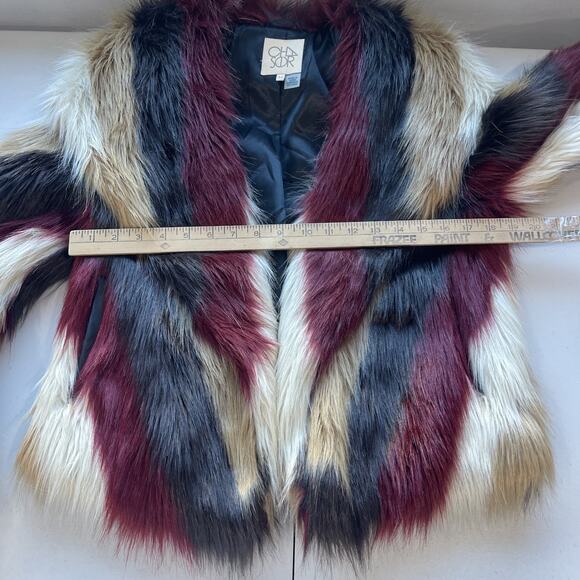 Chaser Faux Fur Party Coat Jacket Multi Color Size M New Years Event Vegas Club - Picture 10 of 13